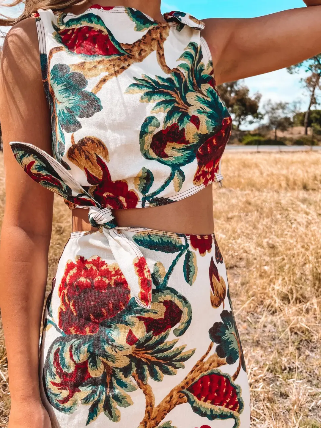 Sir the Label Ambroise Knot Dress Print Size 8 for rent on The Volte - main image