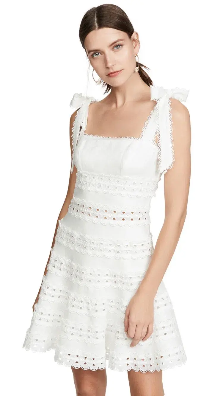Zimmermann Kirra Tie-Up Dress White Size 3 for rent on The Volte - main image