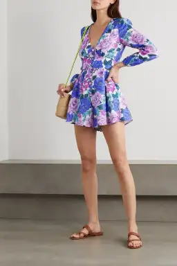 Zimmermann Poppy Floral Plunge Playsuit Print Size 1