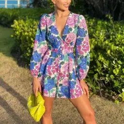 Zimmermann Poppy Floral Plunge Playsuit Print Size 1