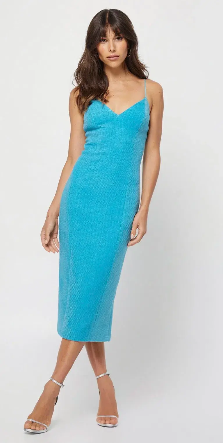 Mossman Complete Control Midi Dress Blue Size 8 for rent on The Volte - main image