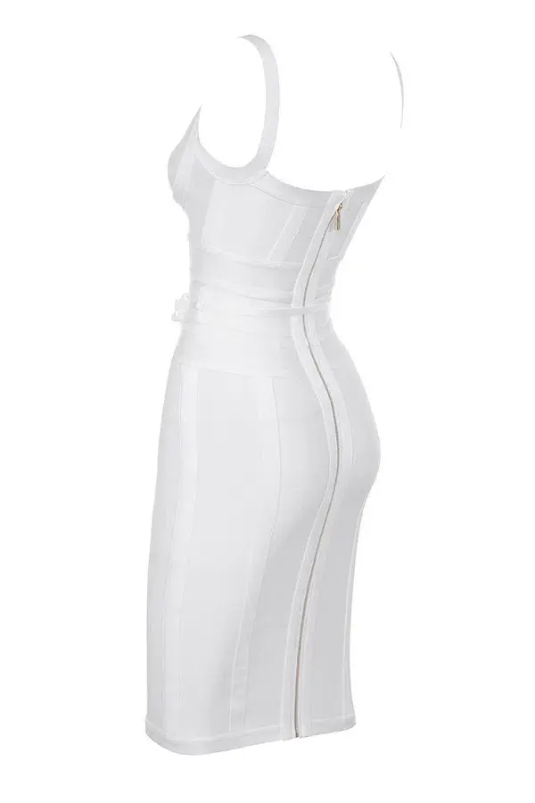 House of CB Belice Tie Waist Bandage Midi Dress White Size 6 for rent on The Volte - main image