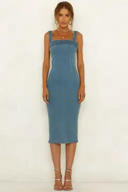 Mossman The Strike Back Denim Dress Blue Size 8 for rent on The Volte - image 1