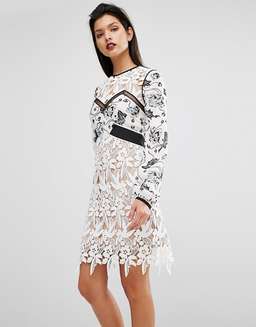 Self Portrait White Swallow Guipure Dress Size 12