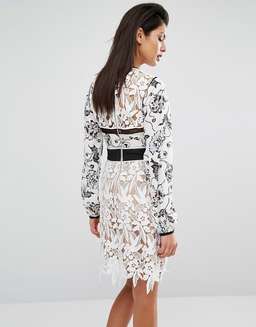 Self Portrait White Swallow Guipure Dress Size 12