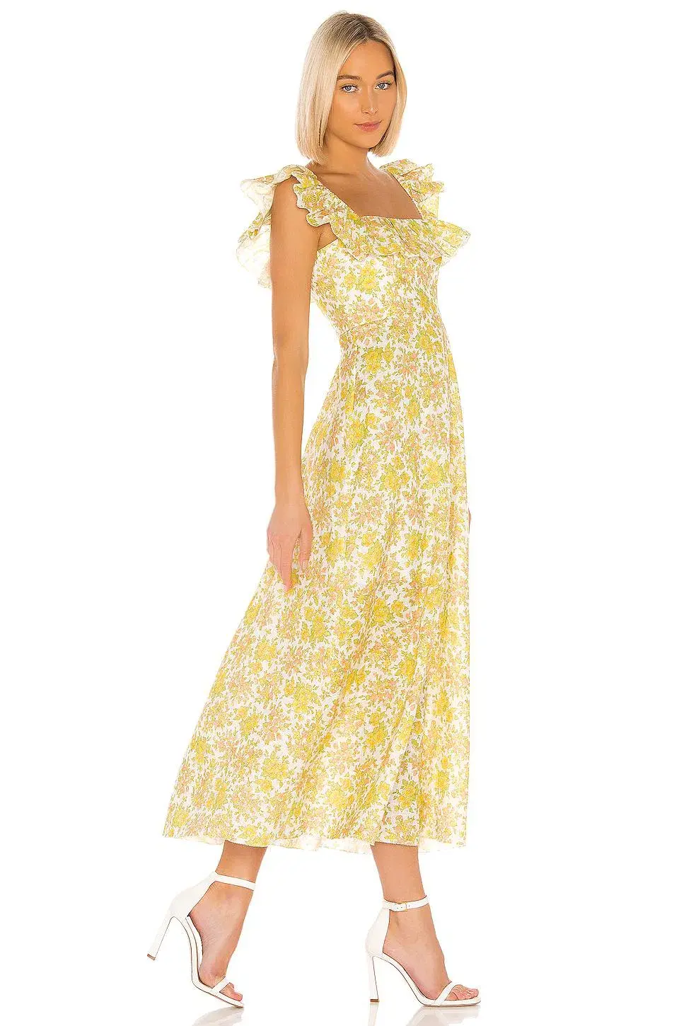 Zimmermann Goldie Ruffle Neck Dress Yellow Size 1 / Au 10 for rent on The Volte - main image