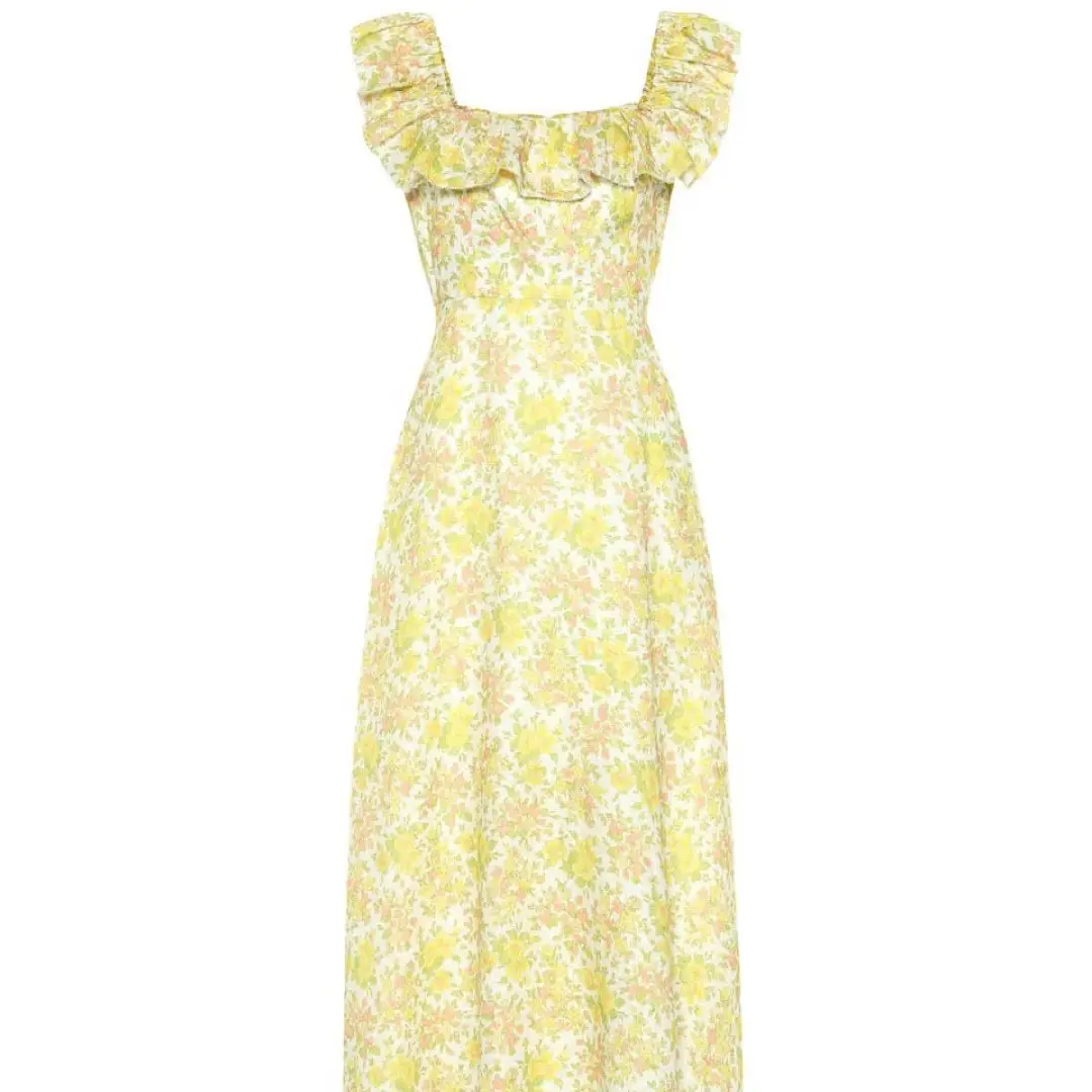 Zimmermann Goldie Ruffle Neck Dress Yellow Size 1 / Au 10 for rent on The Volte - main image