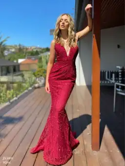 Jadore JX5002 Dress Wine Red Size 4 for rent on The Volte - image 2