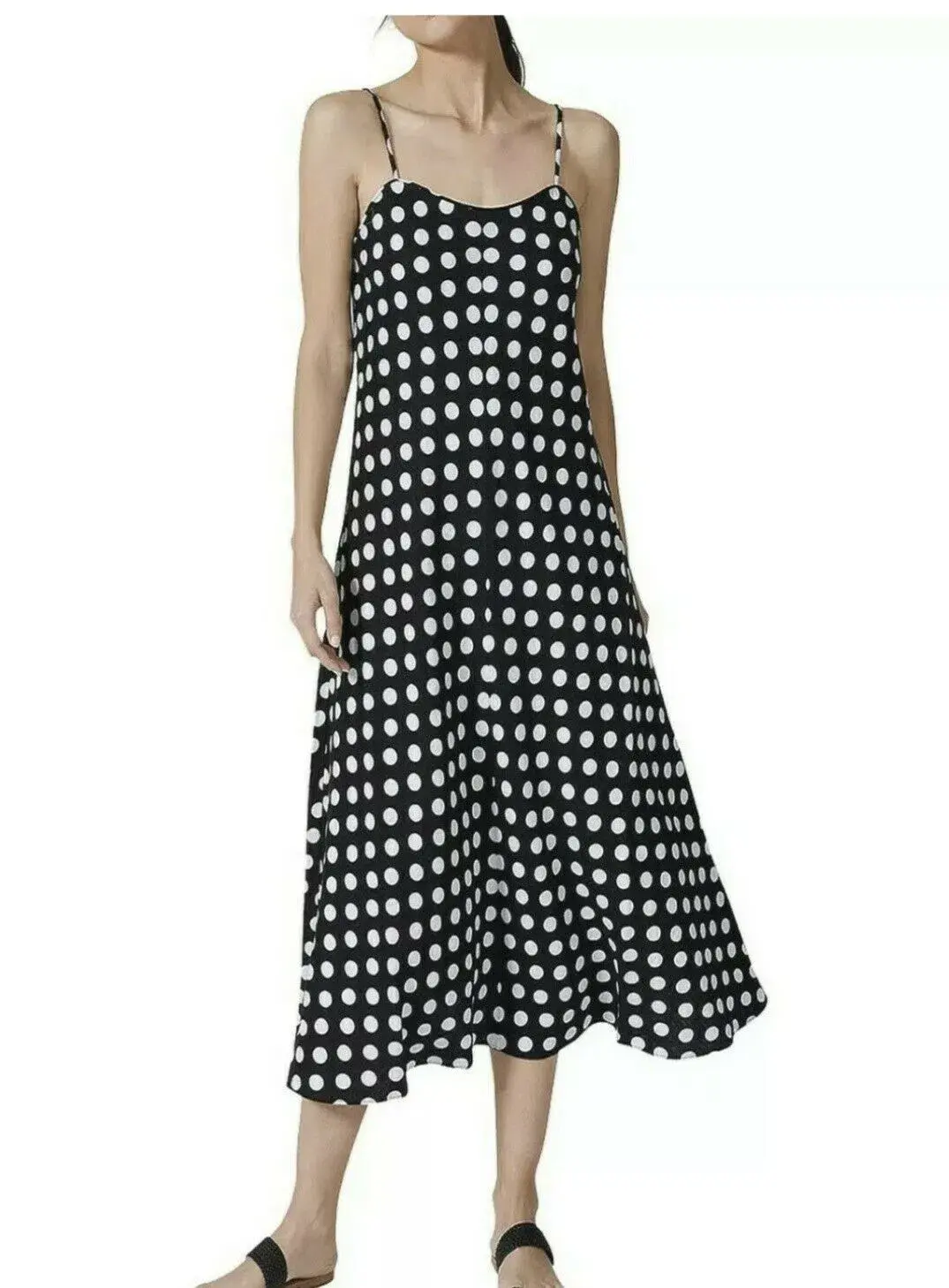 Country Road Polka Dot Linen Slip Dress Print Size 8 - Image 1
