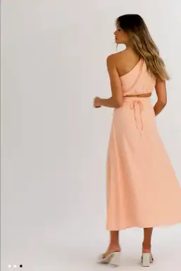 Kookai Brady Tie Top and Brady Midi Skirt Orange Size 10