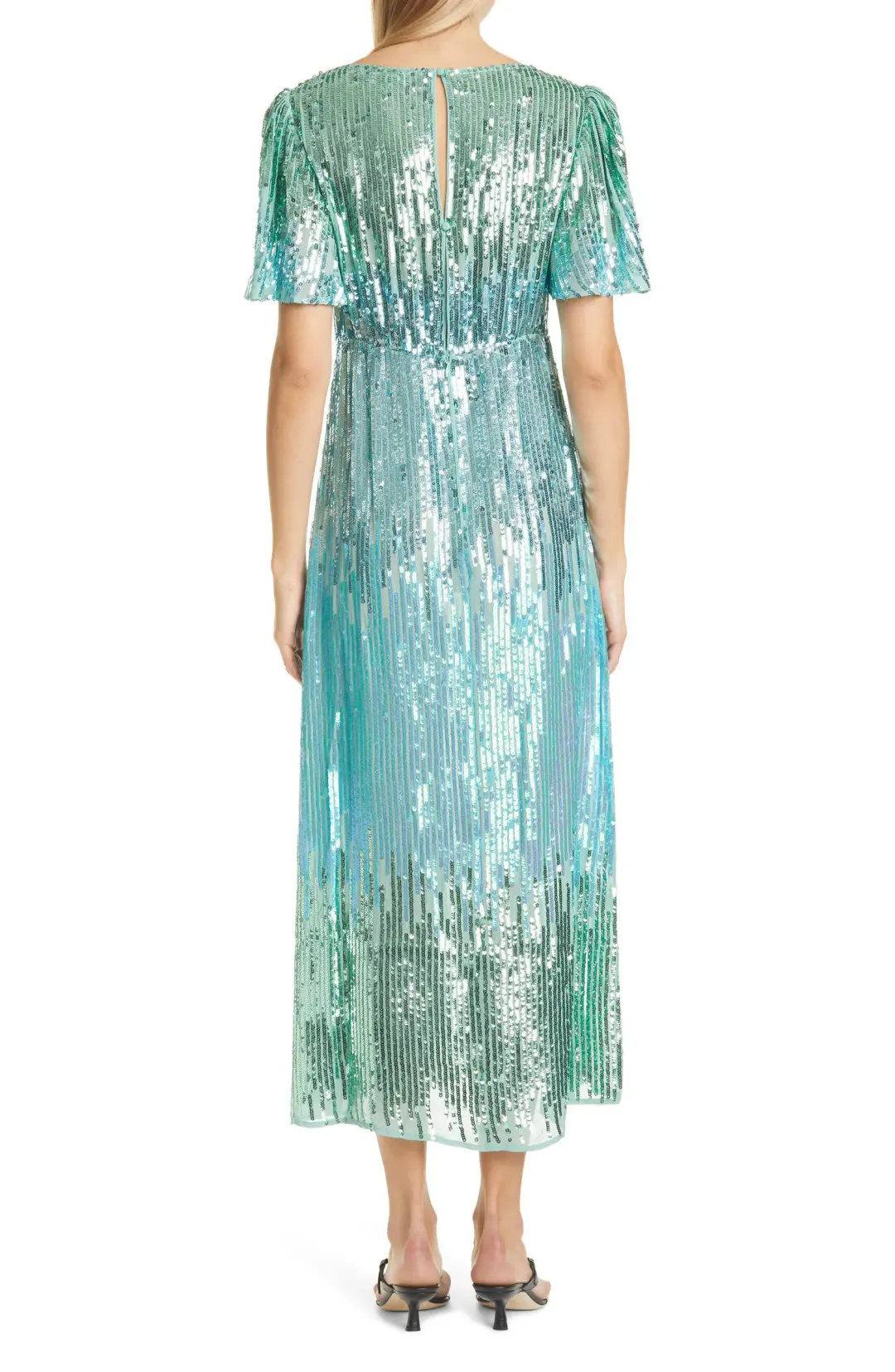 Rixo Ombré Sequin Dress Mint Green Size L for rent on The Volte - main image