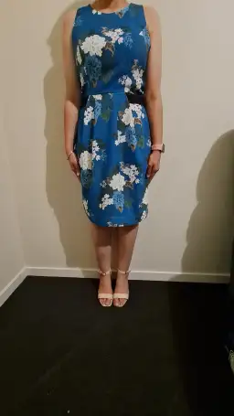 Review Blue Floral Dress Print Size 12 for rent on The Volte - image 1