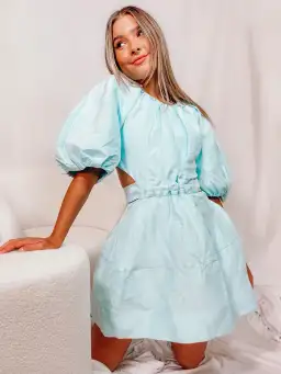 Aje Psychedelia Cut Out Mini Dress in Pale Blue Size 4 for rent on The Volte - image 6