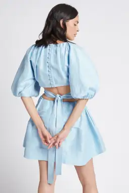 Aje Psychedelia Cut Out Mini Dress in Pale Blue Size 4 for rent on The Volte - image 4