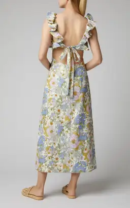 Zimmermann Super Eight Frilled Midi Dress Blue Meadow Floral Size 6 for rent on The Volte - image 3
