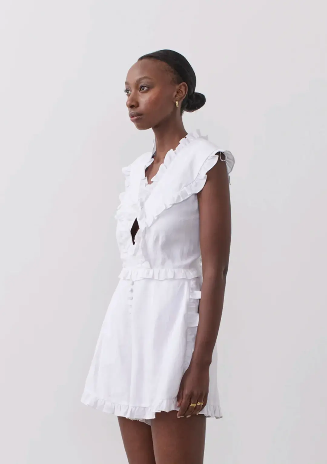 Joslin Kayla Linen Playsuit White for rent on The Volte - main image
