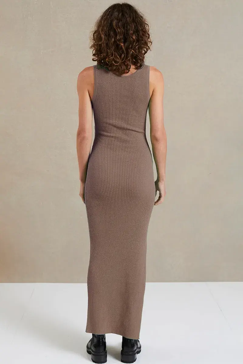 Bec & Bridge Riviera Knit Midi Dress Brown Size 8  - Image 3