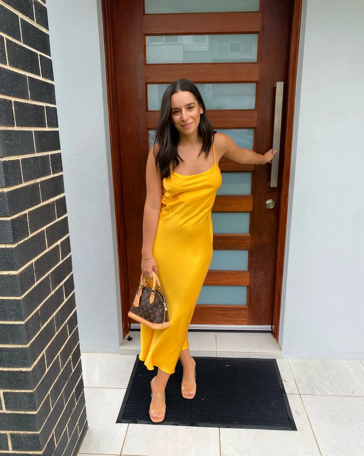 Bec & Bridge Classic Silk Midi Dress Yellow Size 8 - Image 1