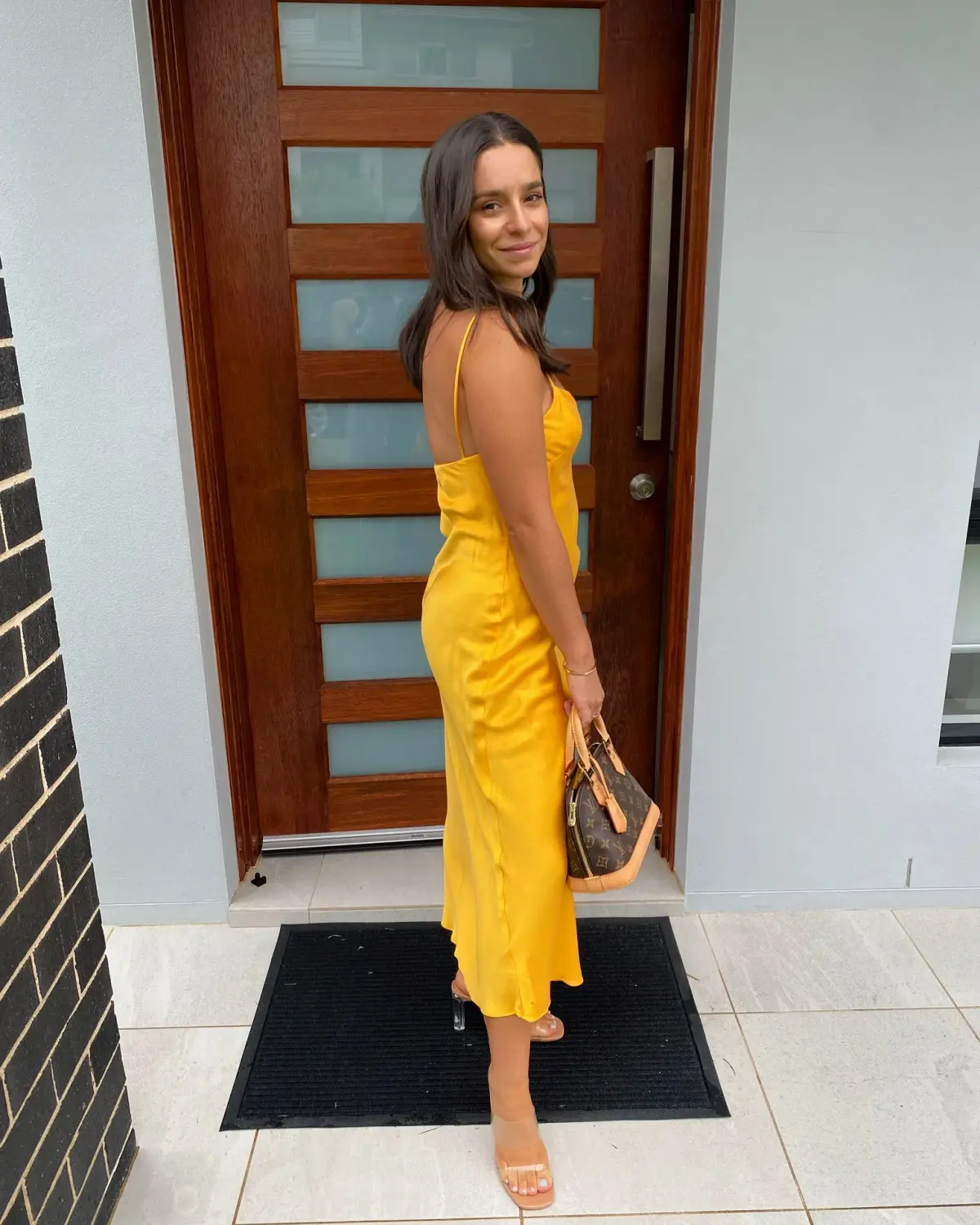 Bec & Bridge Classic Silk Midi Dress Yellow Size 8 - Image 3