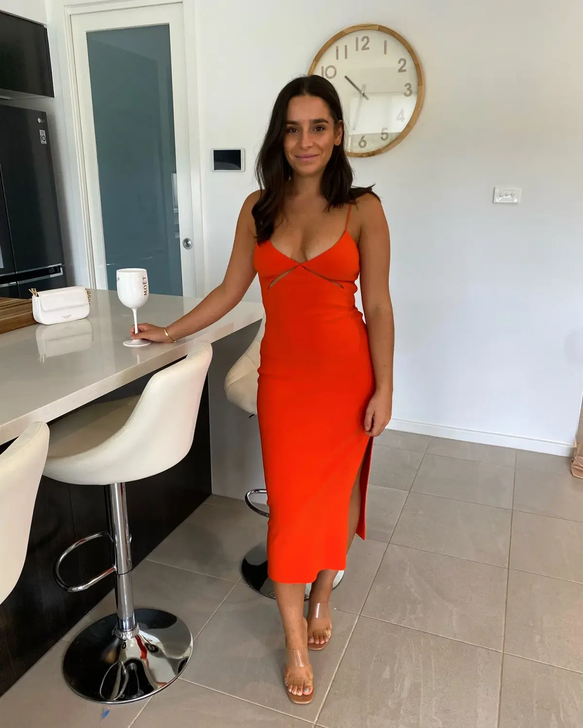 Bec & Bridge Ulla Cut Out Midi Dress Orange Size 8 - Image 1
