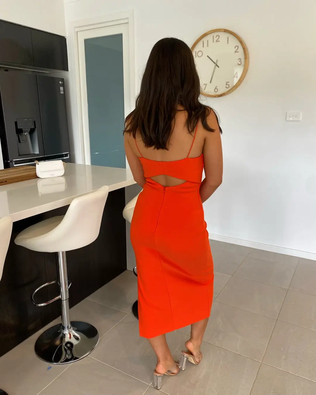 Bec & Bridge Ulla Cut Out Midi Dress Orange Size 8 for rent on The Volte - main image