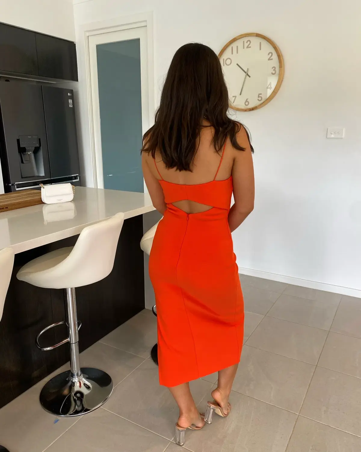 Bec & Bridge Ulla Cut Out Midi Dress Orange Size 8 - Image 3