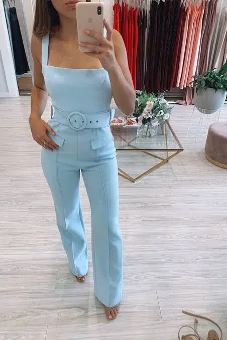 MISHA Aviana Pantsuit Blue Size 8/S for rent on The Volte - main image