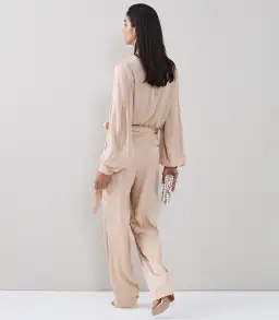Reiss Regina Pleat Jumpsuit Blush Size 10