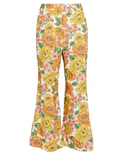 Zimmermann Poppy Frill Neck Crop Top and Cropped Flare Pants Set Print Size 0