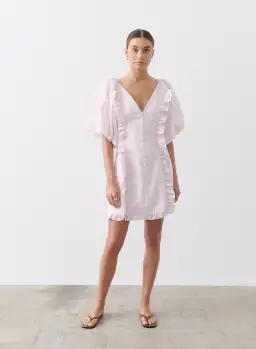 Joslin Studio Annabelle Linen Ramie Mini Dress Pink Size 6 for rent on The Volte - image 1
