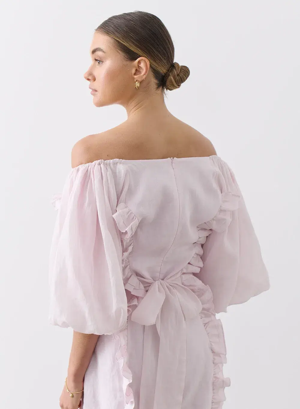 Joslin Studio Annabelle Linen Ramie Mini Dress Pink Size 6 for rent on The Volte - main image