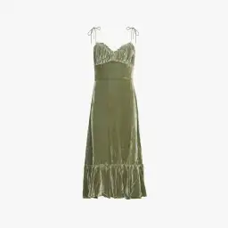 Reformation Oda Velvet Midi Dress Artichoke Size AU 4 for rent on The Volte - image 1