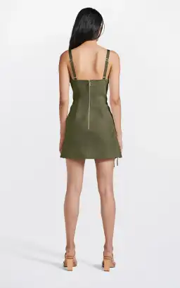 Dion Lee Laced Bonded Mini Dress in Moss Green