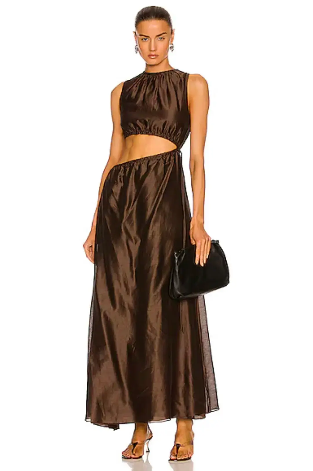 Sir the Label Anje Asymmetrical Cut Out Dress Brown Size 0 for rent on The Volte - main image