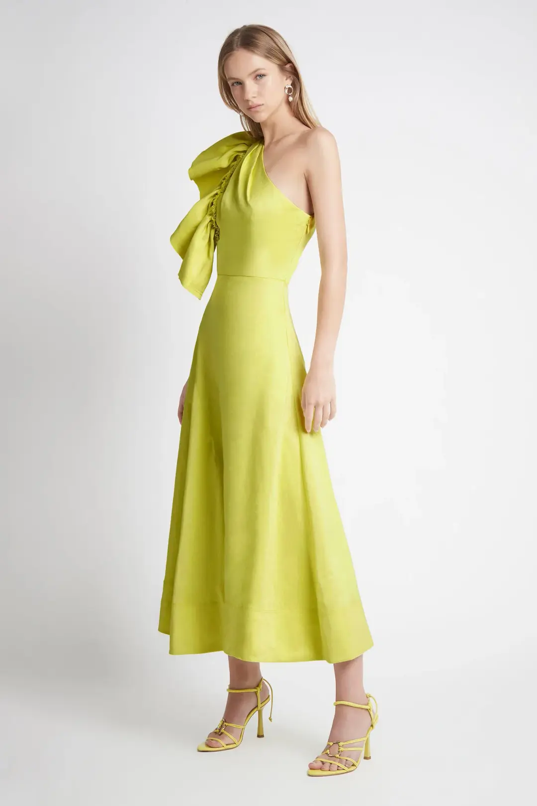 Aje Bonjour Asymmetric Midi Dress Green Size 12 for rent on The Volte - main image