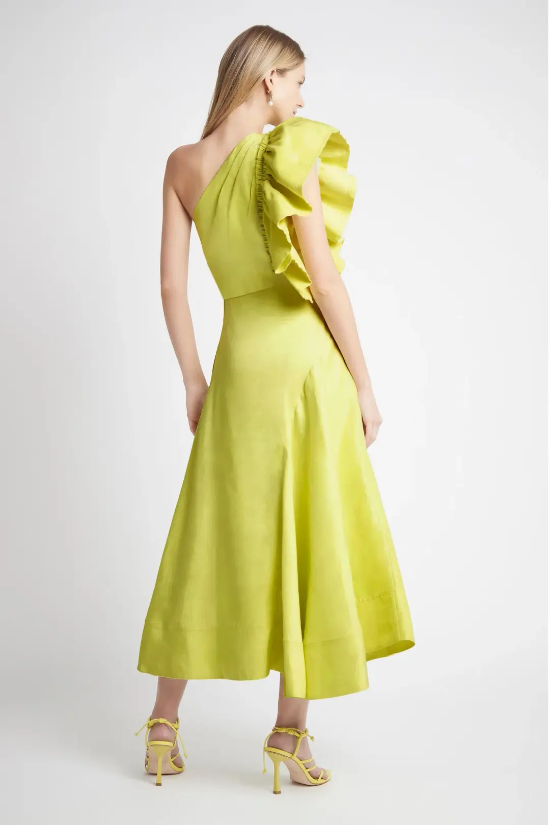 Aje Bonjour Asymmetric Midi Dress Green Size 12 for rent on The Volte - main image