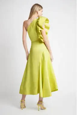 Aje Bonjour Asymmetric Midi Dress Green Size 12 for rent on The Volte - image 2
