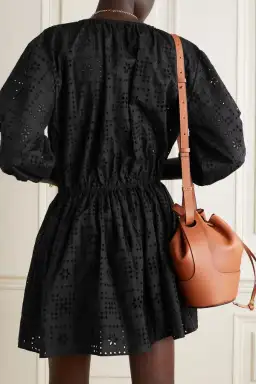 Matteau Broderie Anglaise Organic Cotton Poplin Mini Dress Black Size 3