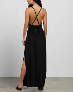 Matin Backless Silk Dress Black Size 10