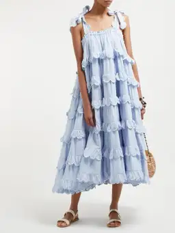 Innika Choo Scallop Frill Dress Iva Biigdress Dusk Gingham Size 1