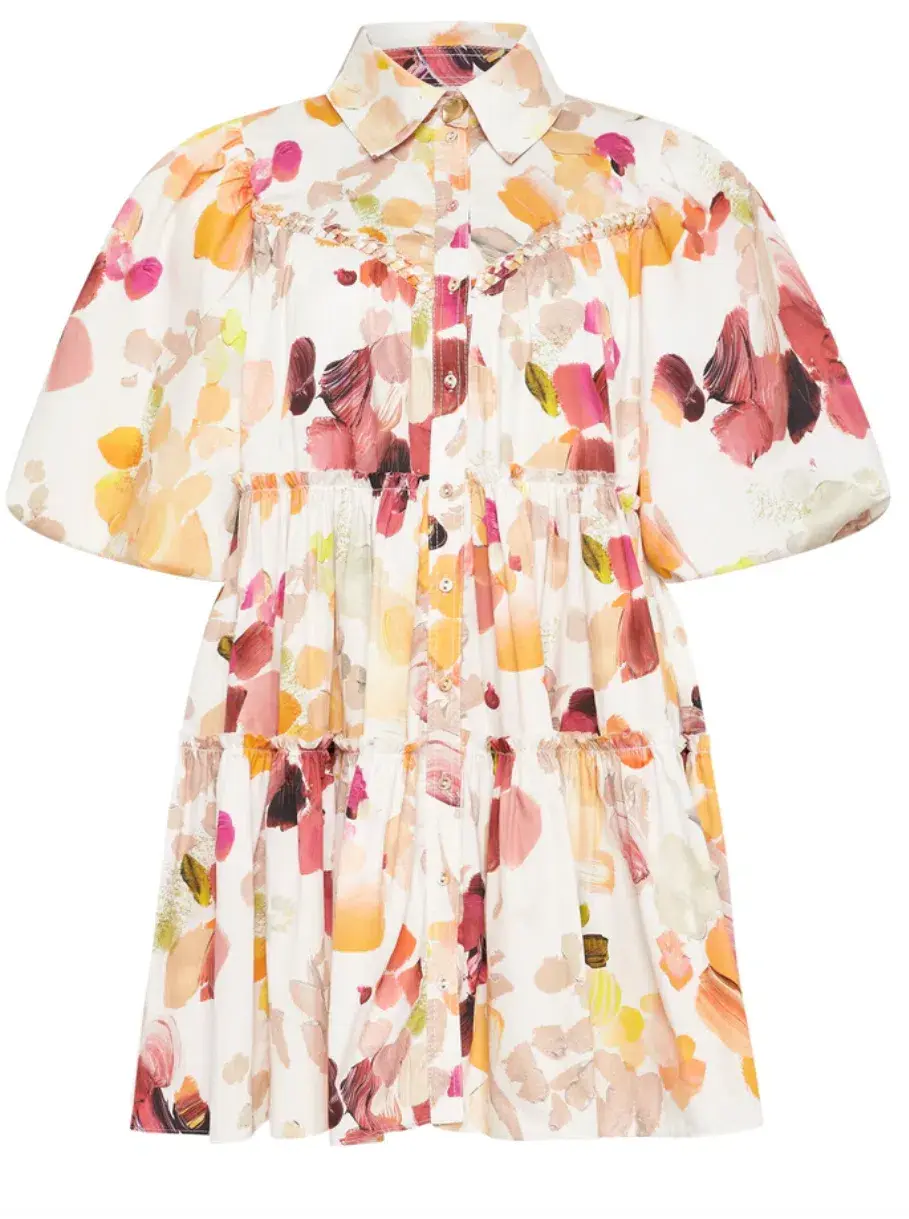 AJE Dassia Puff Sleeve Shirt Smock Dress White Size 12 for rent on The Volte - main image