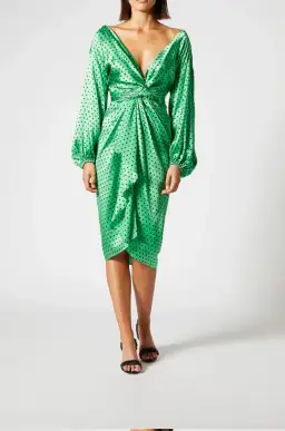 Scanlan Theodore Silk Spot Wrap Dress Green Size 10 for rent on The Volte - image 4