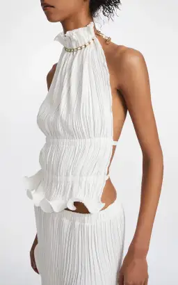 Dion Lee Chain Pleat Halter Top in Ivory White
