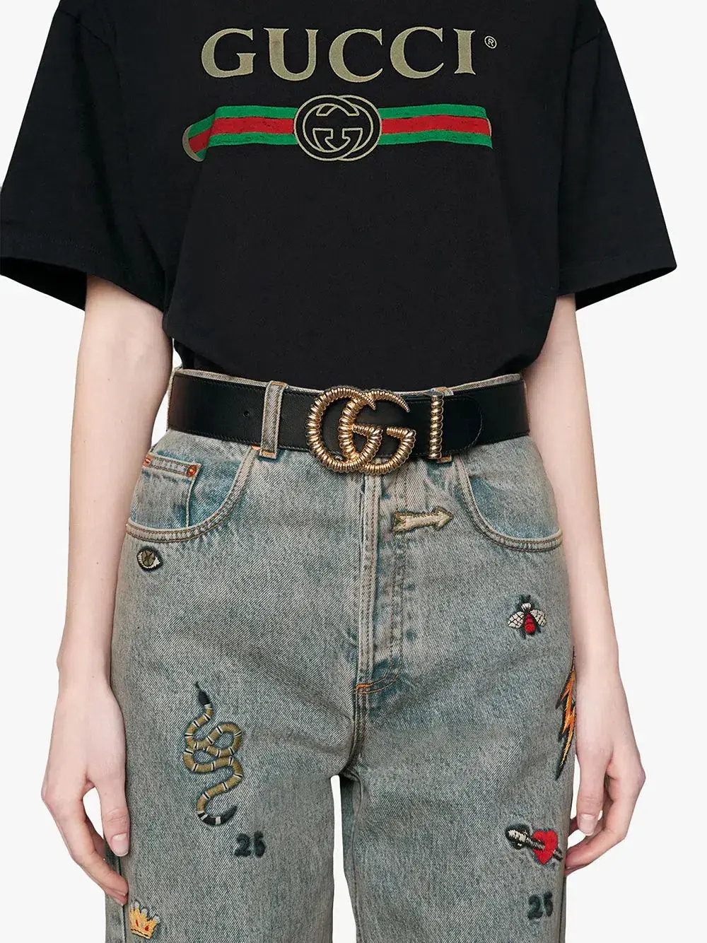 Gucci Torchon Double G Buckle Leather Belt Black for rent on The Volte - main image