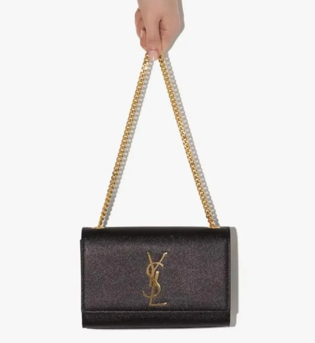 Saint Laurent Kate Textured Leather Chain Bag Medium Black for rent on The Volte - main image