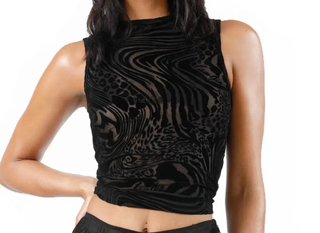I.AM.GIA Amina Top Black Burnout Size S for rent on The Volte - main image