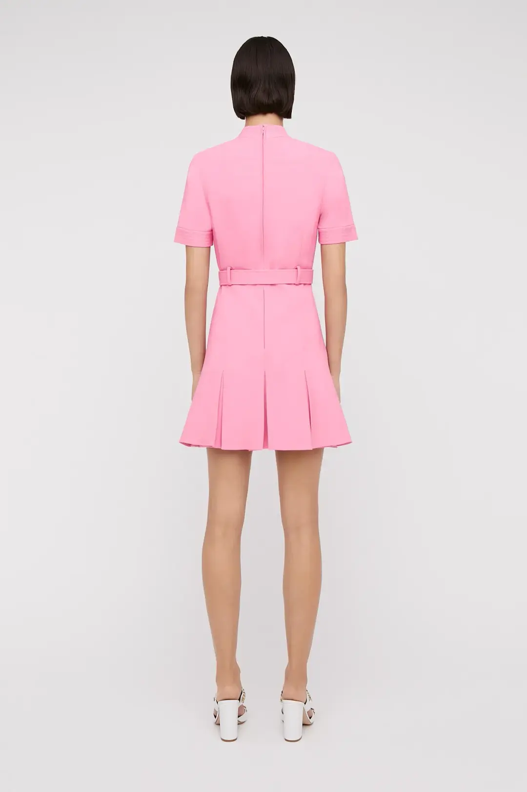 Scanlan Theodore Tailored Pleat Mini Dress Pink Size 10 for rent on The Volte - main image