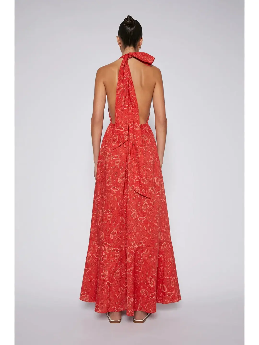 Scanlan Theodore Paisley Cotton Halter Dress Red Size AU 8 for rent on The Volte - main image