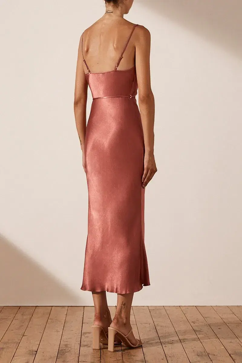 Shona Joy La Lune Bias Cowl Midi Slip Dress Pink Size 8 - Image 3