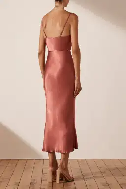 Shona Joy La Lune Bias Cowl Midi Slip Dress Pink Size 8